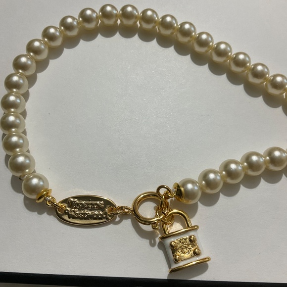 Vivienne Westwood Orb padlock pearl Gold Necklace choker and bracelet - Picture 5 of 5